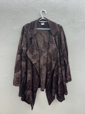 C.M.C Womens Cardigan Sweater Size Medium Purple Fern Open Front